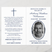 Navy & White Bi-fold Custom Photo Funeral Program Flyer (Vorne)