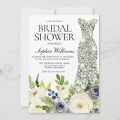 Navy & White Blume Diamond Dress Brautparty Einladung (Vorderseite)