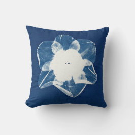 Navy White Blume Throw Kissen