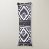 Navy White Boho Gemustert Body Throw Kissen (Vorderseite Vertikal)