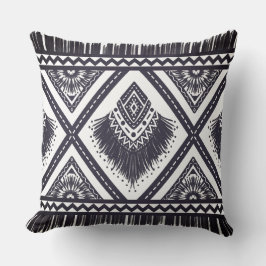 Navy White Boho Gemustert Throw Kissen