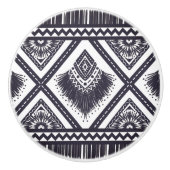 Navy White Boho Muster Keramik Pull Keramikknauf (Vorderseite)