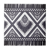 Navy White Boho Pattern Fliese (Vorderseite)