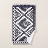 Navy White Boho Pattern Handtuch Badhandtuch Set (Handtuch)