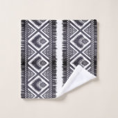 Navy White Boho Pattern Handtuch Badhandtuch Set (Waschlappen)