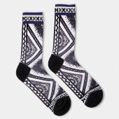Navy White Boho Pattern Socken (Rechts)