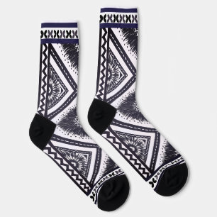 Navy White Boho Pattern Socken