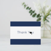 Navy White Bold Abschluss Vielen Dank Postkarte (Stehend Vorderseite)