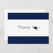 Navy White Bold Abschluss Vielen Dank Postkarte (Vorne/Hinten)