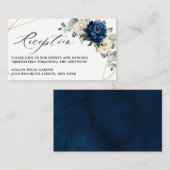 Navy White Champagne Ivory Geometric Empfang Begleitkarte (Vorne/Hinten)