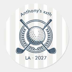 Navy, White & Cloud Dancer Preppy Golf Klassiker Runder Aufkleber
