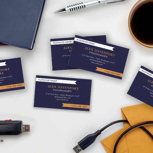 Navy White & Copper Guidon Jeglicher Beruf Visitenkarte