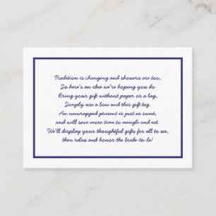 Navy White Display Brautparty Insert Card + Tag