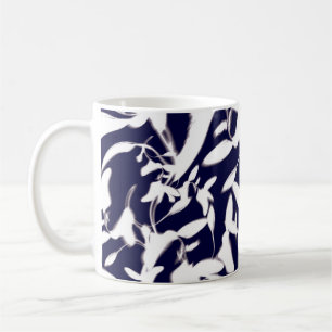 Navy & White-Farbmuster-Design aus Pflanze Kaffeetasse