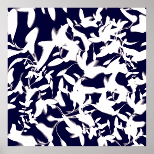 Navy & White-Farbmuster-Design aus Pflanze Poster (Vorne)