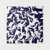 Navy & White-Farbmuster-Design aus Pflanze Wandteppich (Vorderseite (Horizontal))