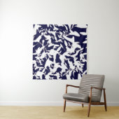 Navy & White-Farbmuster-Design aus Pflanze Wandteppich (Beispiel (Horizontal))