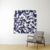 Navy & White-Farbmuster-Design aus Pflanze Wandteppich (Beispiel)