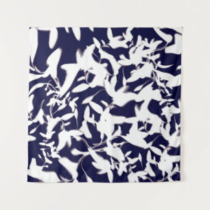 Navy & White-Farbmuster-Design aus Pflanze Wandteppich