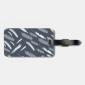 Navy White Feathers Gepäckanhänger (Rückseite horizontal)