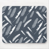 Navy White Feathers Mousepad (Vorne)