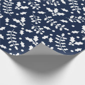 Navy & White Festivals Weihnachtsmuster Geschenkpapier (Ecke)
