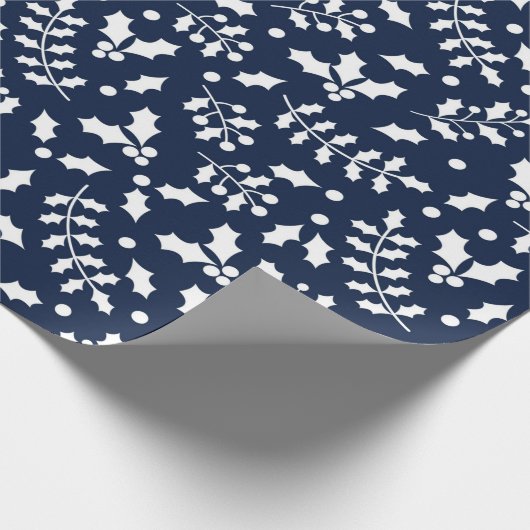 Navy & White Festivals Weihnachtsmuster Geschenkpapier (Ecke)