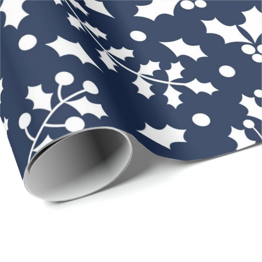 Navy & White Festivals Weihnachtsmuster Geschenkpapier (Rolleneckpunkt)