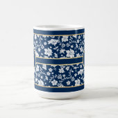 Navy White Floral Tasse (Mittel)