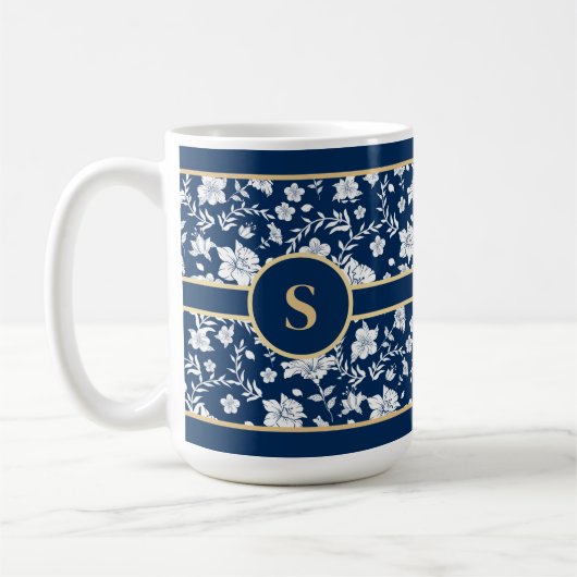 Navy White Floral Tasse (Links)