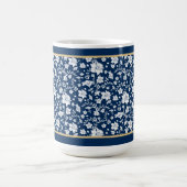 Navy White Floral Tasse (Mittel)