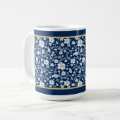 Navy White Floral Tasse (Vorderseite Links)