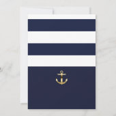 Navy White & Gold Anchor Nautical Baby Dusche Einladung (Rückseite)