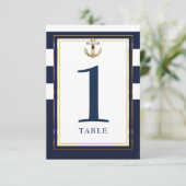 Navy White & Gold Anchor Nautical Table Seats Einladung (Stehend Vorderseite)