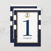 Navy White & Gold Anchor Nautical Table Seats Einladung (Vorne/Hinten)