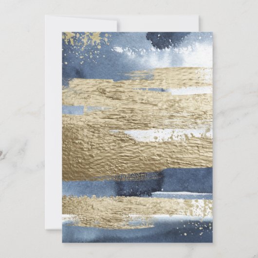 Navy White Gold Boy Baby Dusche Einladung (Rückseite)