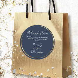 Navy White Gold Elegante Script Hochzeit Vielen Da Runder Aufkleber