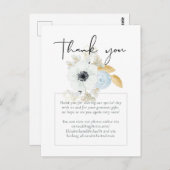 Navy White Gold Floral Wedding Danke Budget Postkarte (Vorne/Hinten)