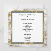 NAVY WHITE GOLD MARBLE WEDING EINLADUNG (Vorderseite)