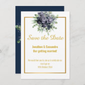 NAVY WHITE GOLD ROSE EUCALYPTUS SAVE THE DATE (Vorne/Hinten)
