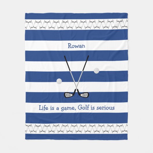 Navy White Golf Clubs personalisiert Fleece Decke (Vorderseite)