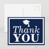 Navy White Grad Cap Danke Postkarte (Vorne/Hinten)