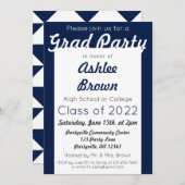 Navy White Grad Party Bold Abschluss Einladung (Vorne/Hinten)
