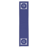 Navy White Greece Key Frame #2 Initial Monogram Kurzer Tischläufer (Vorderseite)