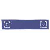 Navy White Greece Key Frame #2 Initial Monogram Kurzer Tischläufer (Horizontal)