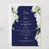 Navy White Hydrangeas-Brautparty Einladung (Vorderseite)