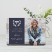 Navy + White Laurel Wreath Medical Degree Foto Ankündigung (Stehend Vorderseite)