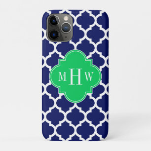 Navy White Marokkaner #5 Emerald 3 Initial Monogra Case-Mate iPhone Hülle