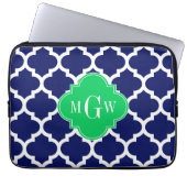 Navy White Marokkaner #5 Emerald 3 Initial Monogra Laptopschutzhülle (Vorderseite)