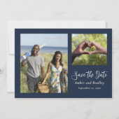 Navy White Minimal Classic QR Code Save the Date Einladung (Vorderseite)